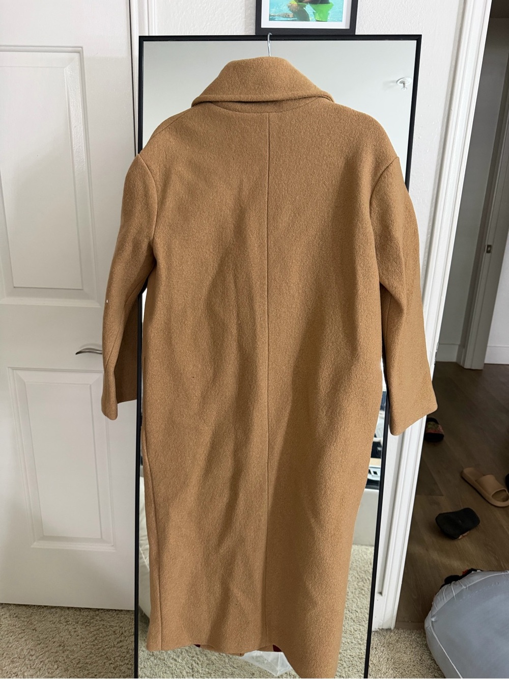 Long Camel Trench Coat with Notch Collar - Picture 4 of 5